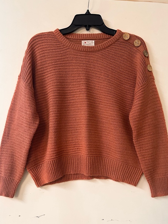 Poof! Sweaters - Poof! Rust Button-Shoulder Crewneck Sweater